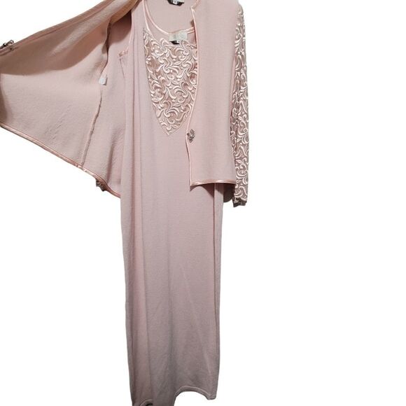 Vintage El.Ana Peach Knit Gown with Jacket M - Picture 4 of 6